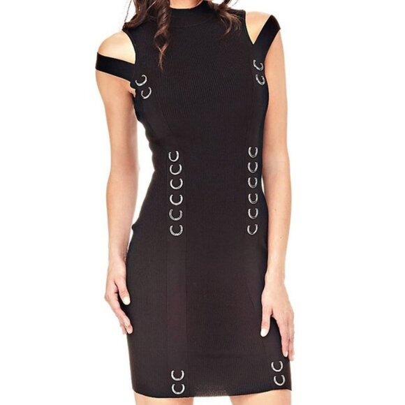 Guess Carrie Cold-Shoulder Sweater Ribbed Bodycon Dress ASO Isabelle Lightwood - Picture 4 of 11